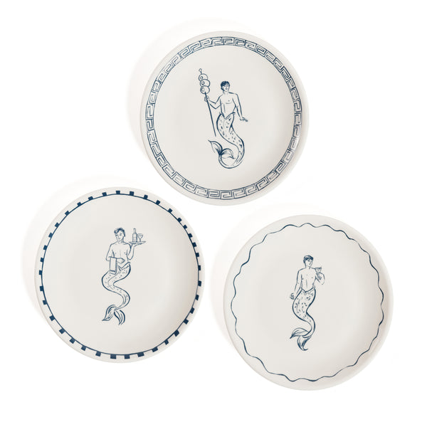 Zodax Giftware The Salty Merman Bar / Appetizer Plates- 3 Assorted Designs