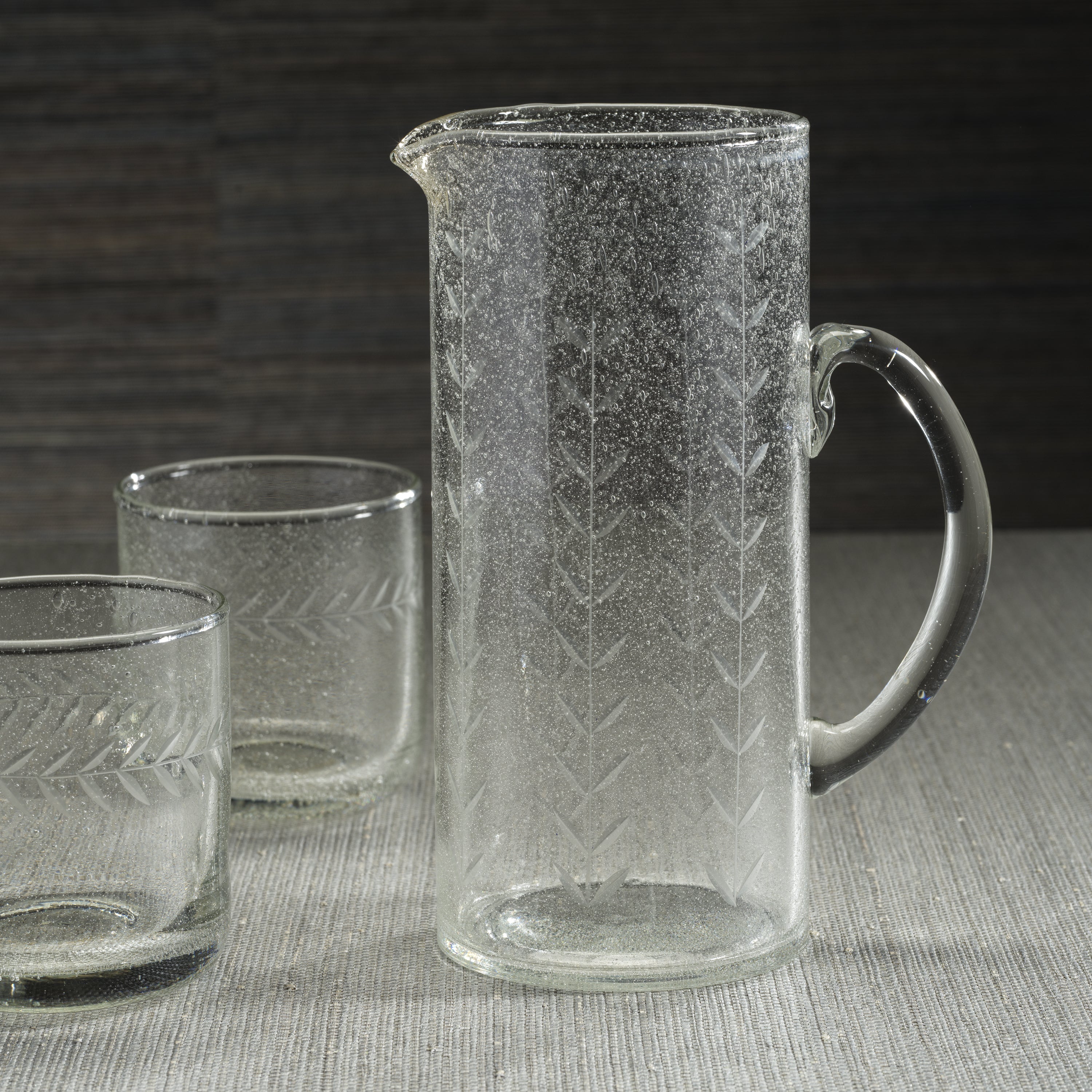 Zodax Home Decor Tuscan Handmade Etched Glass - Pitcher
