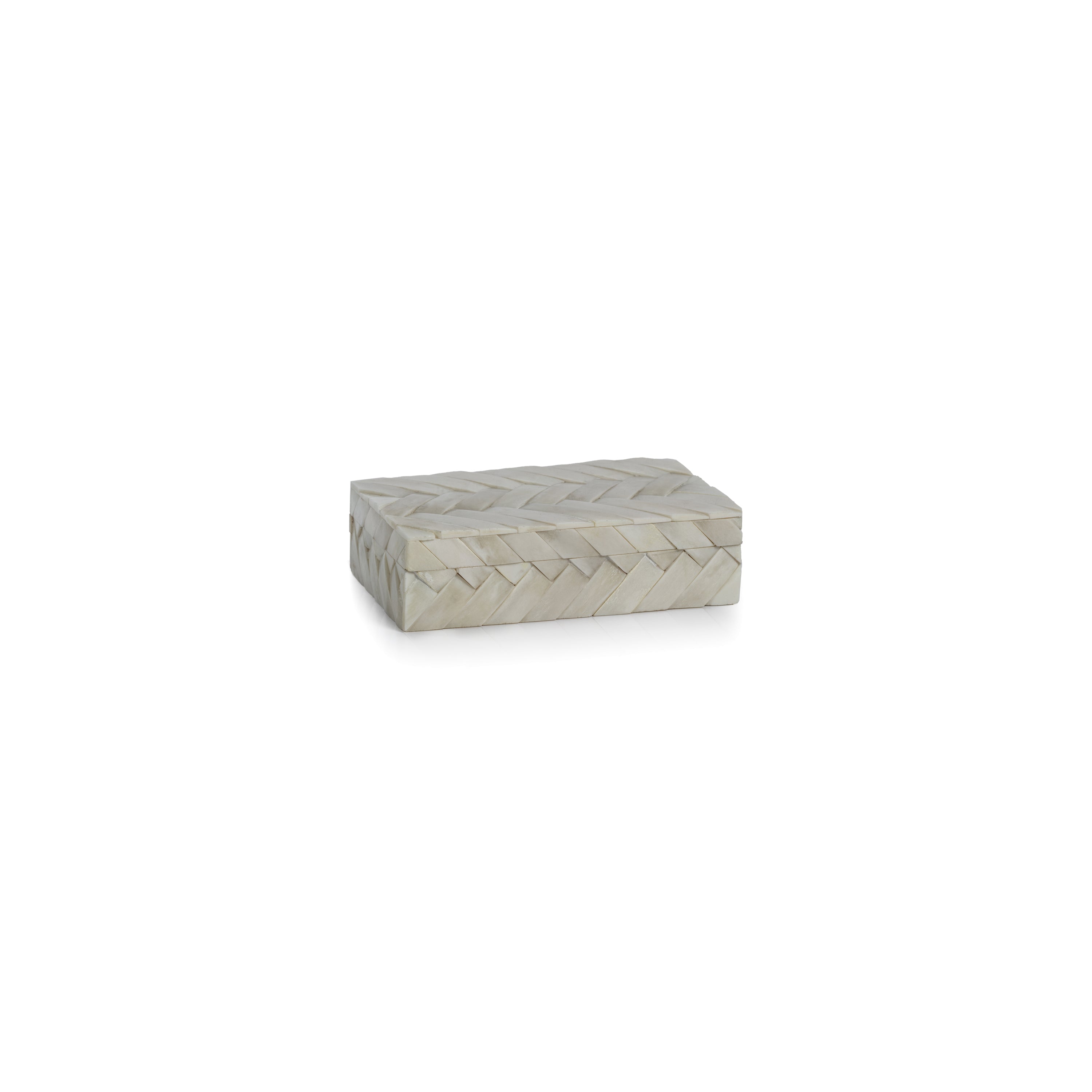 Zodax Home Decor White Bone Braided Box 7.25" x 4.25" x 2"