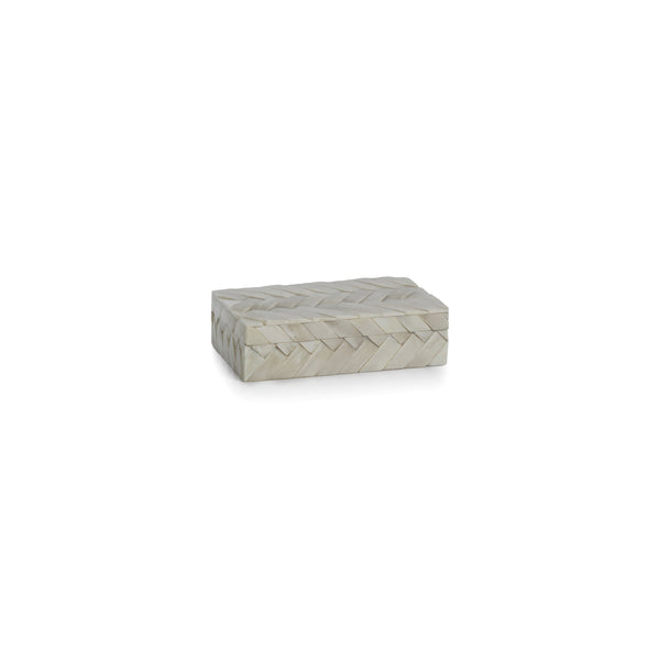 Zodax Home Decor White Bone Braided Box 7.25" x 4.25" x 2"
