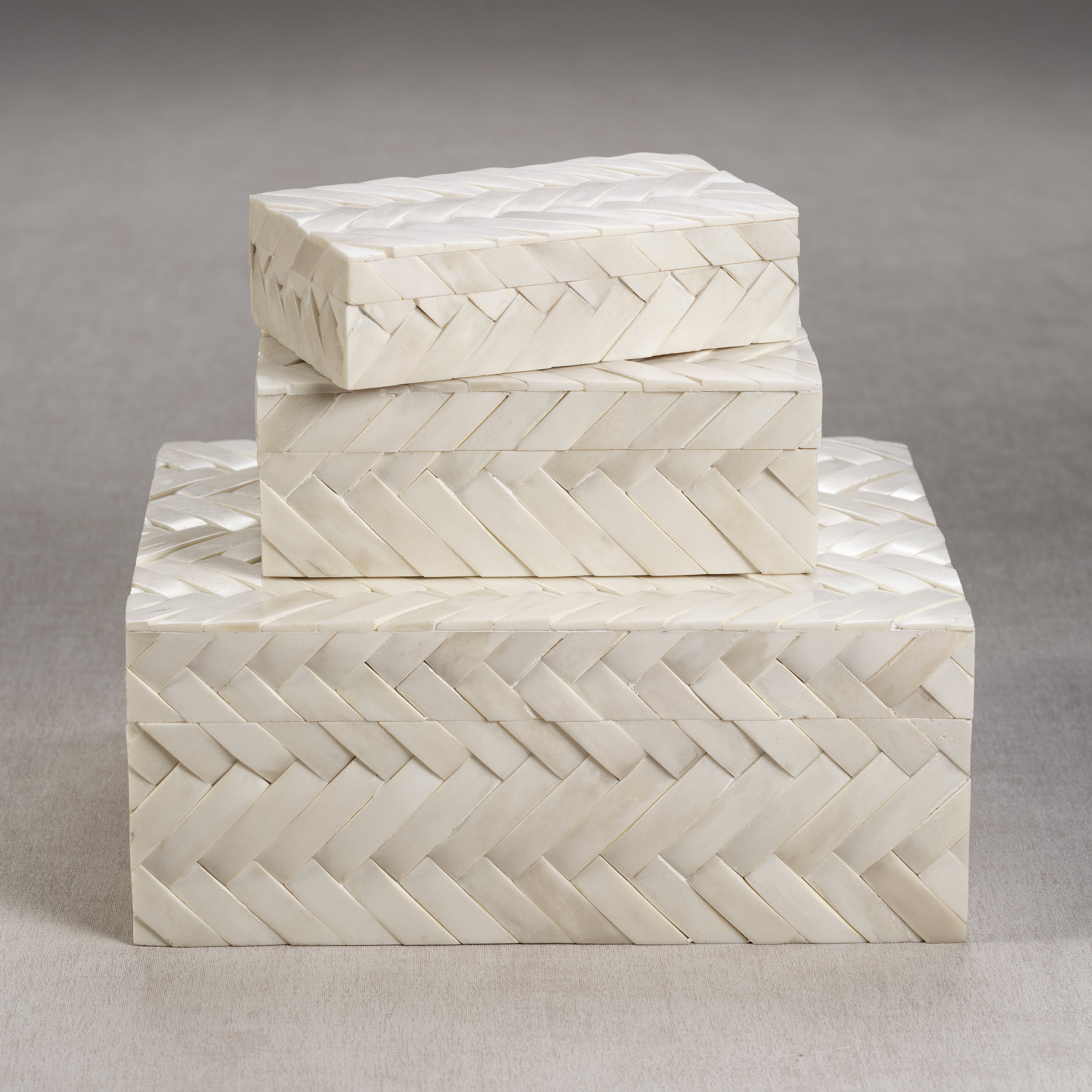 Zodax Home Decor White Bone Braided Box 7.25" x 4.25" x 2"