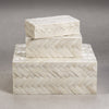 Zodax Home Decor White Bone Braided Box 7.25" x 4.25" x 2"