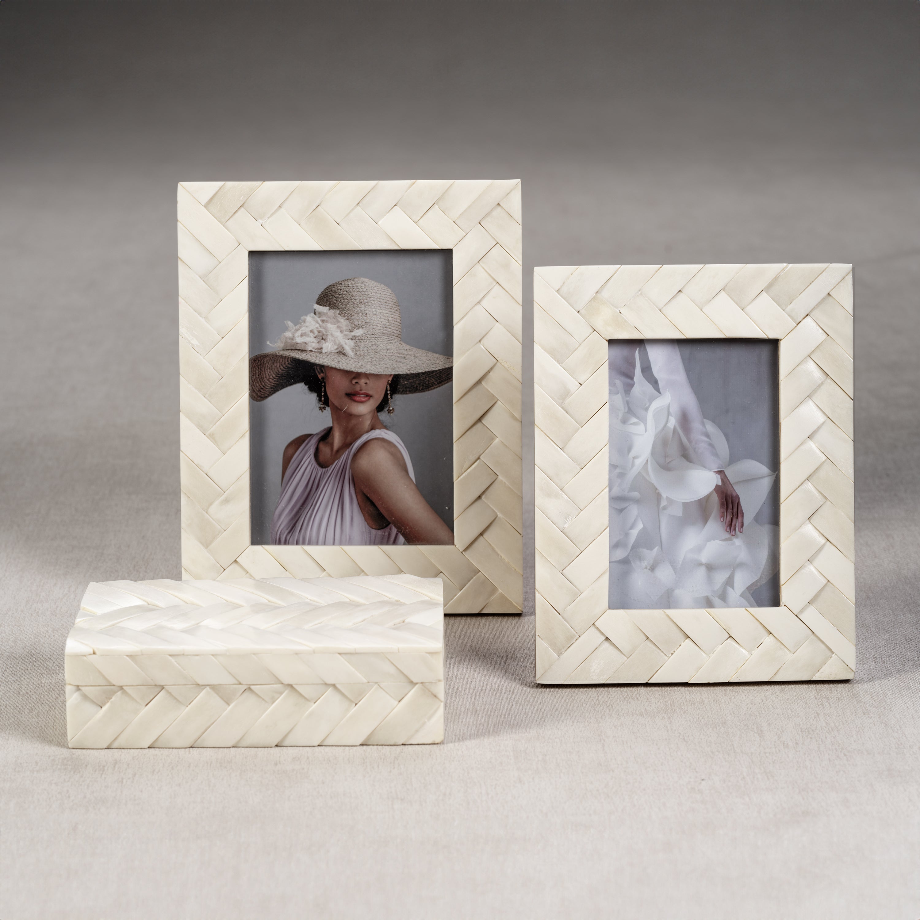 Zodax Home Decor White Bone Braided Box 7.25" x 4.25" x 2"