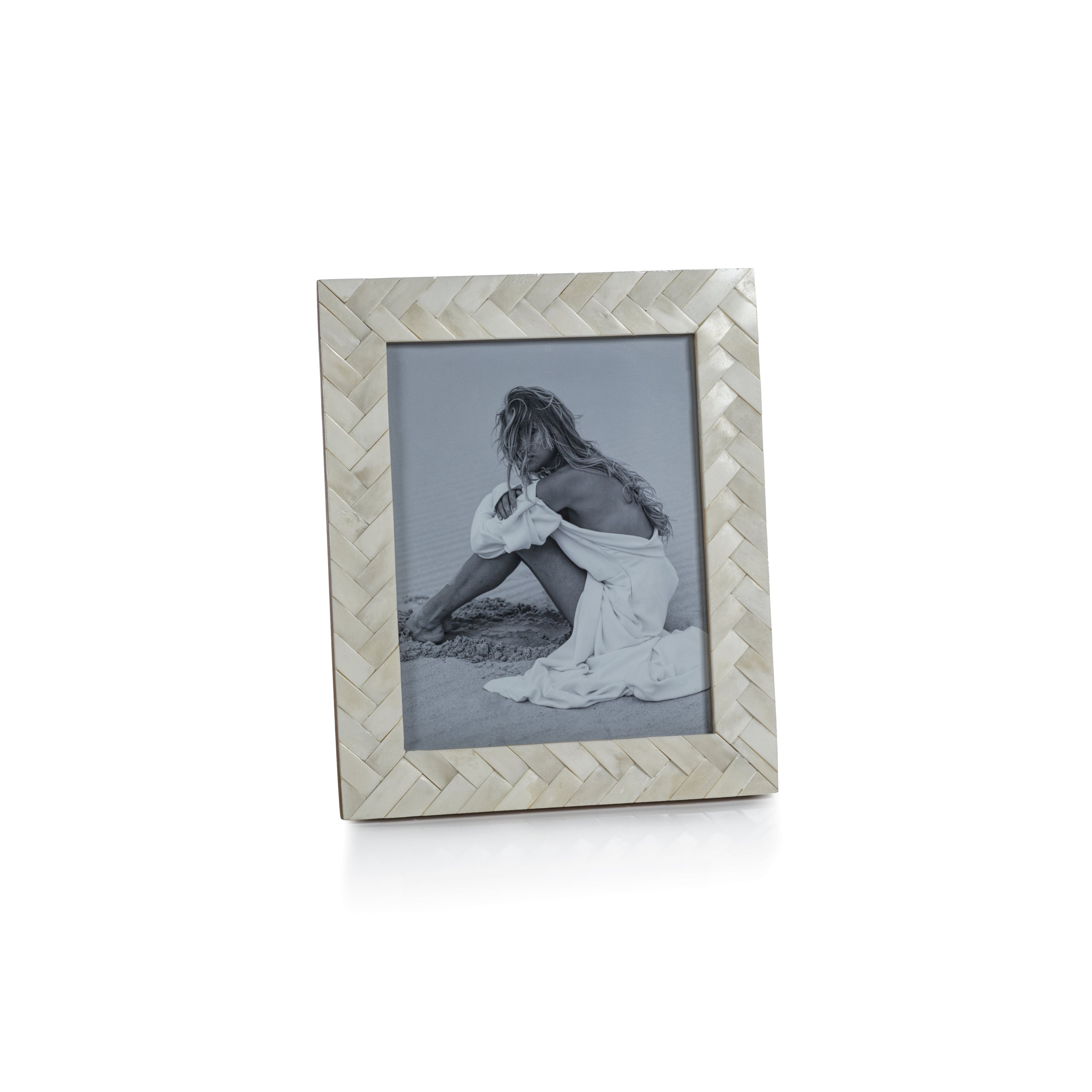 Zodax Picture Frames White Bone Braided Photo Frame 8" x 10"