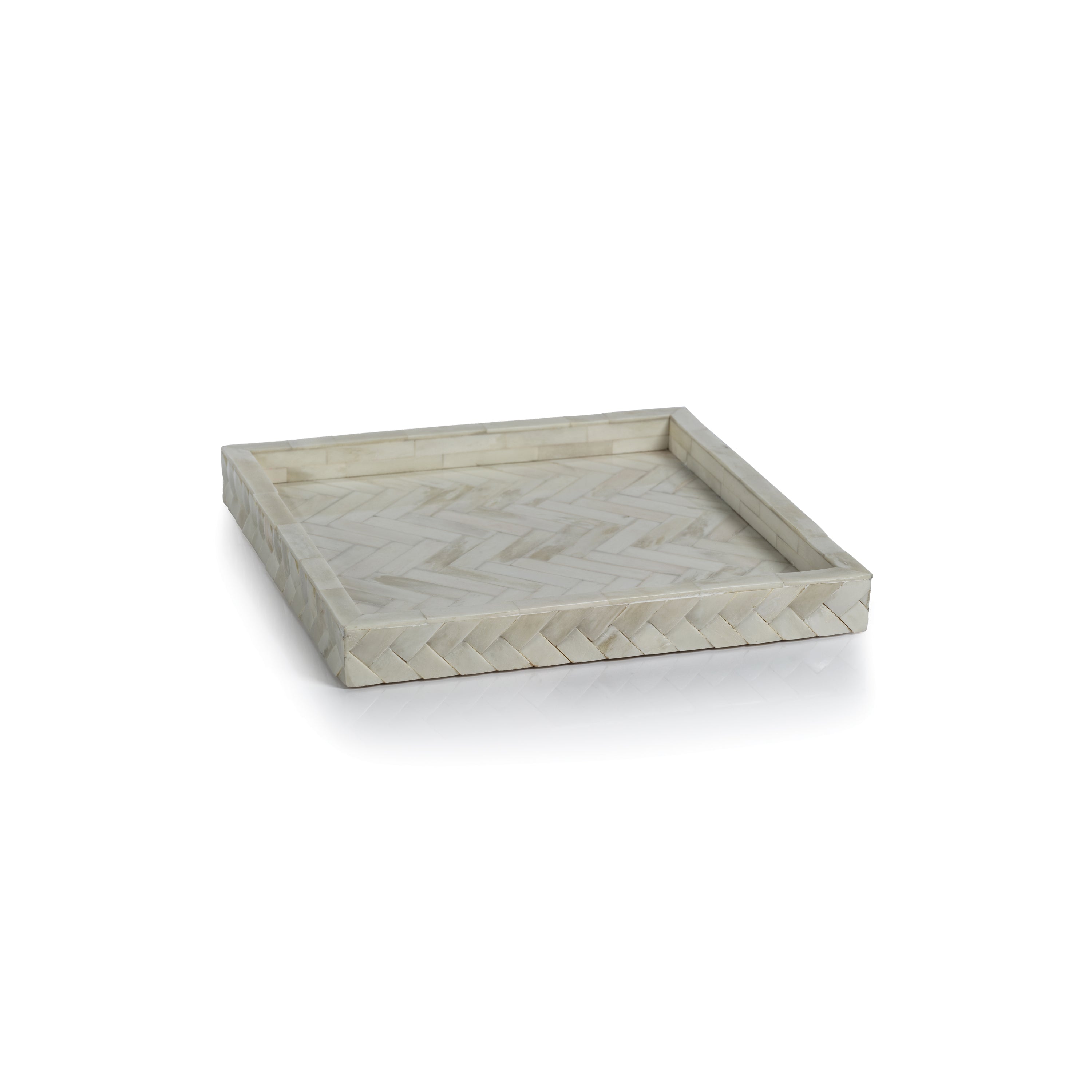 Zodax Furniture White Bone Braided Tray 12.25" x 12.25" x 1.5'