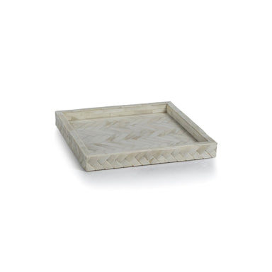 Zodax Furniture White Bone Braided Tray 12.25" x 12.25" x 1.5'
