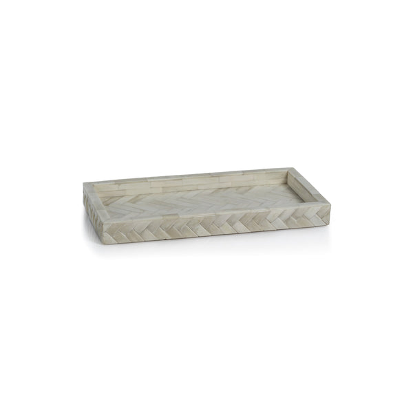 Zodax Furniture White Bone Braided Tray 14.25" x 7.25" x 1.35"