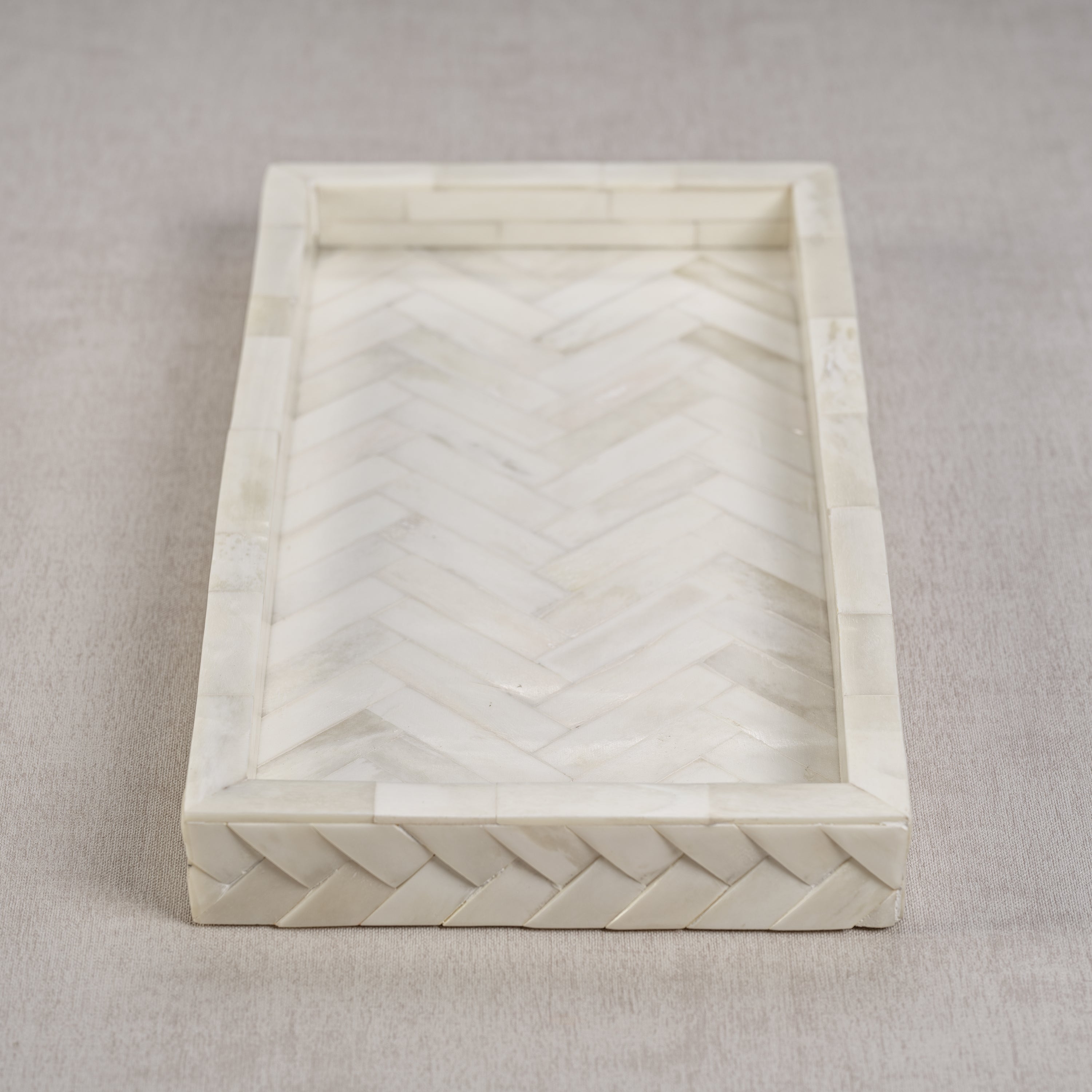 Zodax Furniture White Bone Braided Tray 14.25" x 7.25" x 1.35"