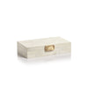 Zodax Home Decor White Bone Design Box with Brass Knob - 9"x 5"x 2"