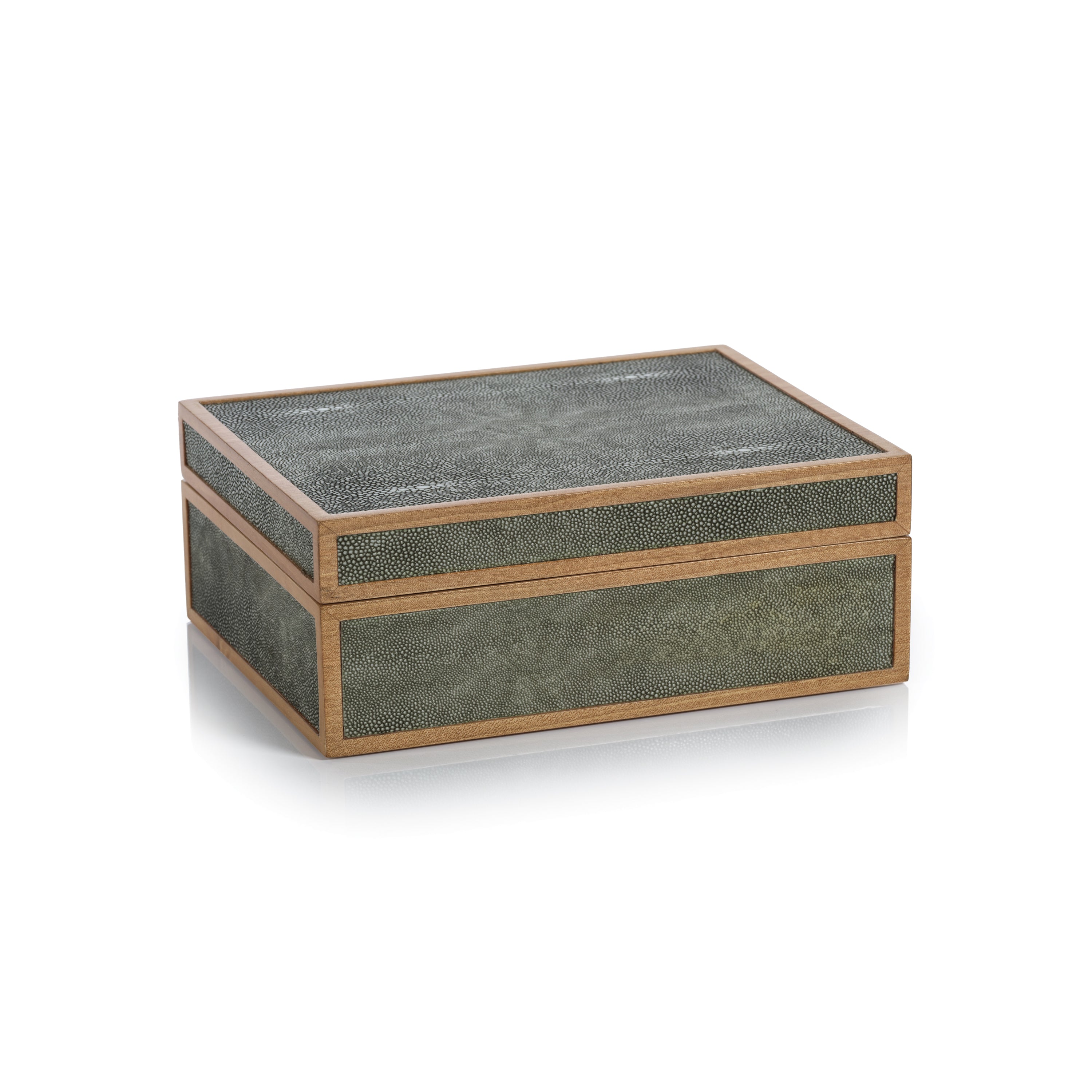Zodax Home Decor Wood & Shagreen Leather Box 13" x 10" x 5"