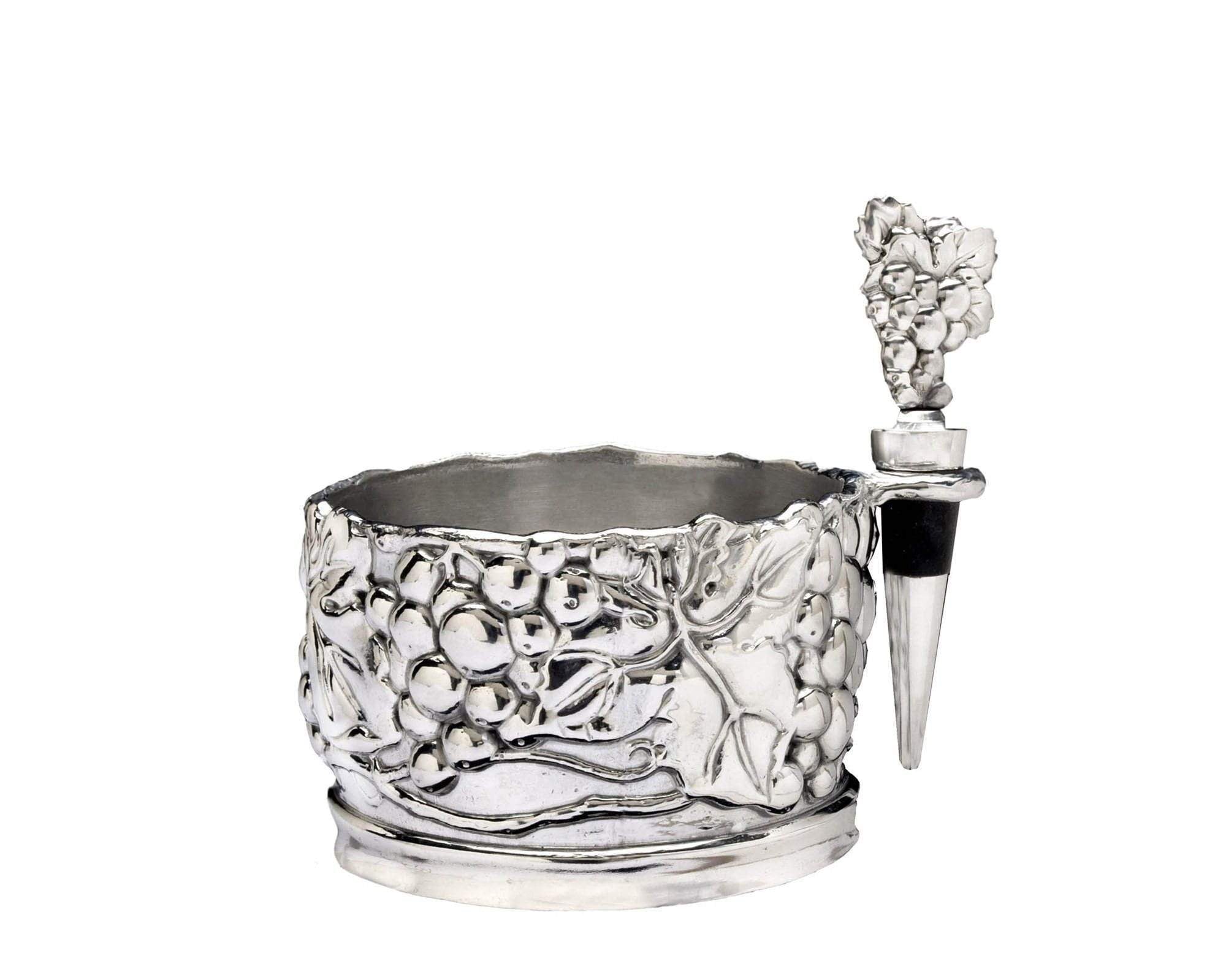 Arthur Court Grape Wine Caddy And Stopper Set