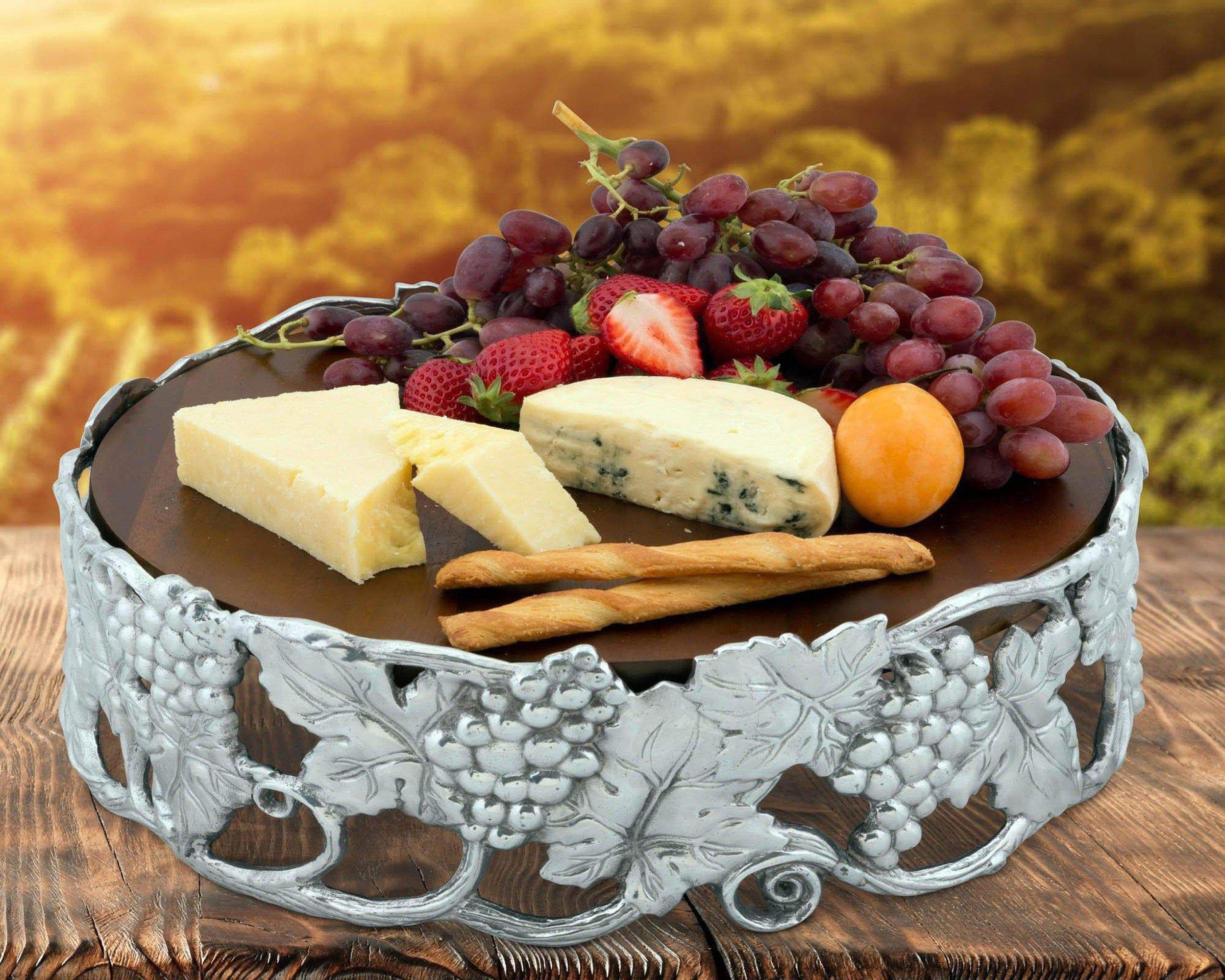 Arthur Court Serveware Arthur Court Wood Cheese Pedestal 13 inches  - Grape