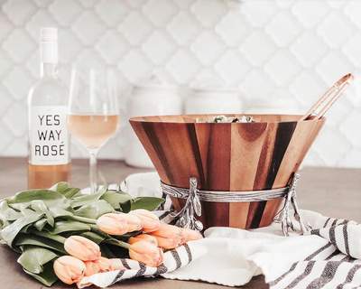 Arthur Court Serveware Arthur Court Wood Salad Bowl - Olive