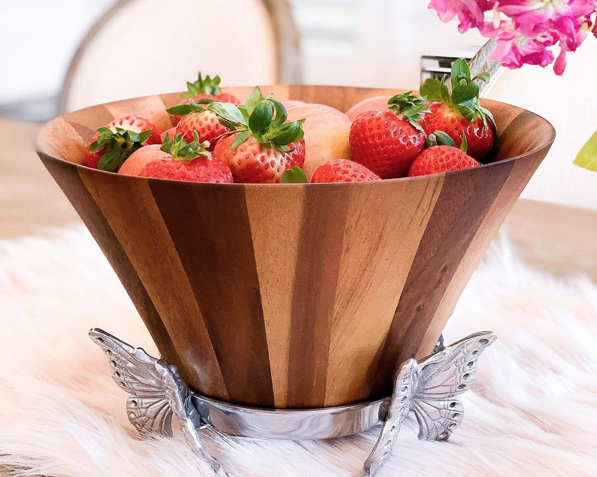 Arthur Court Wood Tall Salad Bowl - Butterfly — ShopTheAddison