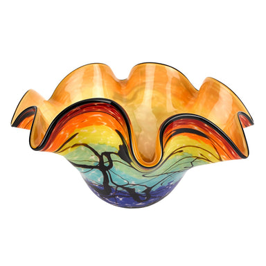 Badash Crystal Art Glass Allura Murano Style Art Glass Floppy 15 inch Centerpiece Bowl