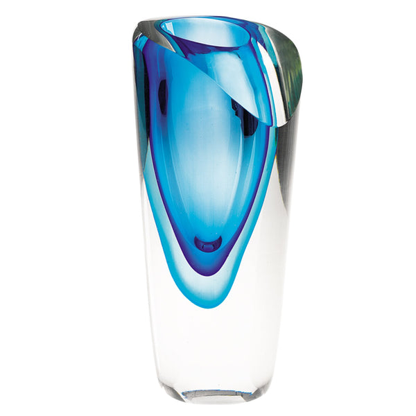 Badash Crystal Art Glass Azure Mouth Blown Murano Style 9" Vase - Shipping March