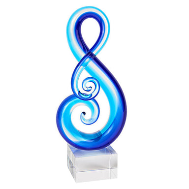 Badash Crystal Giftware Blue Murano Style Art Glass Note Centerpiece on Crystal Base