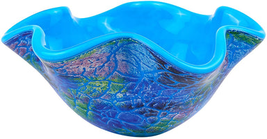 Badash Crystal Art Glass Cool Firestorm Wavy Murano Style Art Glass Centerpiece