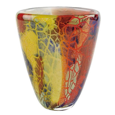 Badash Crystal Art Glass Firestorm Murano Style Art Glass 8" Oval Vase