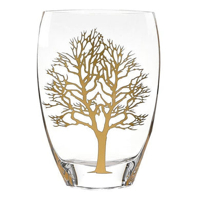 Badash Crystal Art Glass Gold Tree of Life European Mouth Blown 12" Crystal Vase