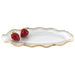 Badash Crystal Art Glass Goldedge Hand Decorated Gold Leaf Edge Wavy Oval Glass 14 x 7" Platter - CLOSEOUT