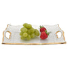 Badash Crystal Art Glass Goldedge Hand Decorated Gold Leaf Scalloped Edge 7 x 11" Vanity or Snack Tray With Cut Out Handles - CLOSEOUT