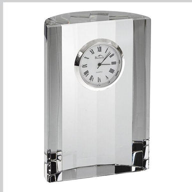 Badash Crystal Art Glass Half Moon Crystal Clock H 4.5 X 3.5"