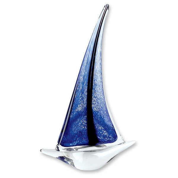 Badash Crystal Art Glass Murano Style Art Glass 13″ Blue Sailboat