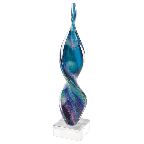Badash Crystal Art Glass Murano Style Art Glass Firestorm Design in Corkscrew Shaped 18" Tall Centerpiece Including the Crystal Base