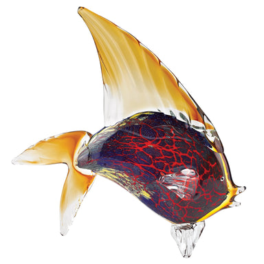 Badash Crystal Art Glass Murano Style Art Glass Firestorm Fish Figurine H15.5"XL18"