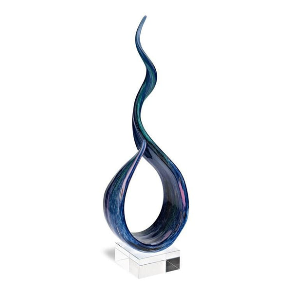 Badash Crystal Art Glass Murano Style Art Glass Monet Centerpiece on Black Crystal Base H18"