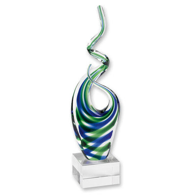 Badash Crystal Art Glass Ocean Blue and Green Murano Style Art Glass 14" Centerpiece - CLOSEOUT