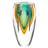 Badash Crystal Art Glass Rimini Murano Style Art Glass Amber and Green 8" Vase