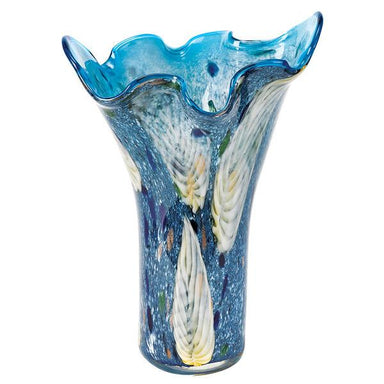 Badash Crystal Art Glass Royalty Murano Style Art Glass 17" blue Napkin Vase