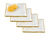 Badash Crystal Art Glass Set of 4 Gold Edge Handcrafted Glass 5" Square Plates - CLOSEOUT