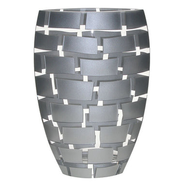 Badash Crystal Art Glass Silver Wall Design Mouth Blown European 12″ Crystal Vase