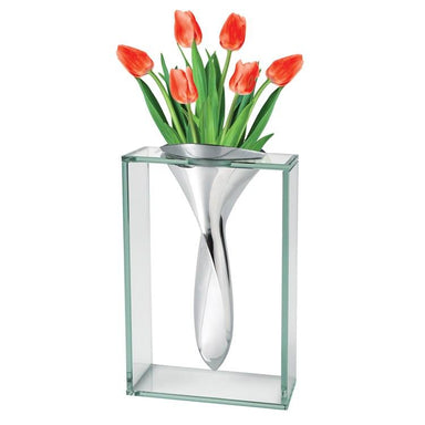 Badash Crystal Art Glass The Elvis 13" Vase - A Unique Blend of Non Tarnish Aluminum and Glass