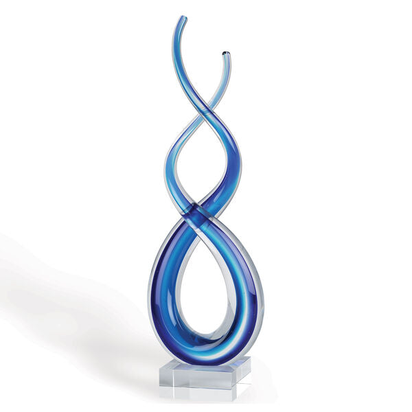 Badash Crystal Art Glass Touch of the Blues Murano Style Art Glass Centerpiece on Crystal Base H14