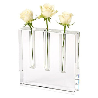 Badash Crystal Art Glass Triple Play Handcrafted Square 7" Optical Crystal Bud Vase