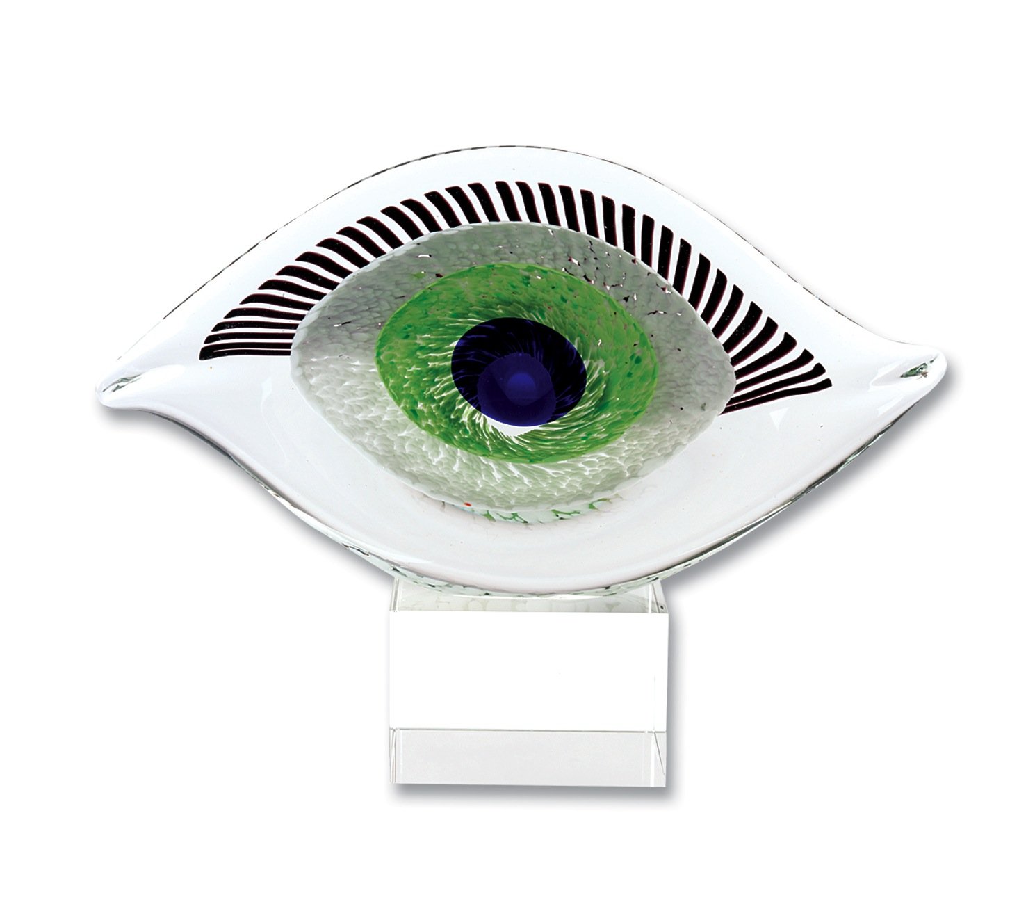 Badash Crystal Art Glass Visionary Good Luck Murano Style Art Glass Eye Centerpiece H7.5" x L10"