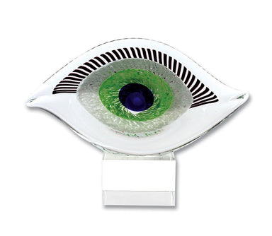 Badash Crystal Art Glass Visionary Good Luck Murano Style Art Glass Eye Centerpiece H7.5" x L10"