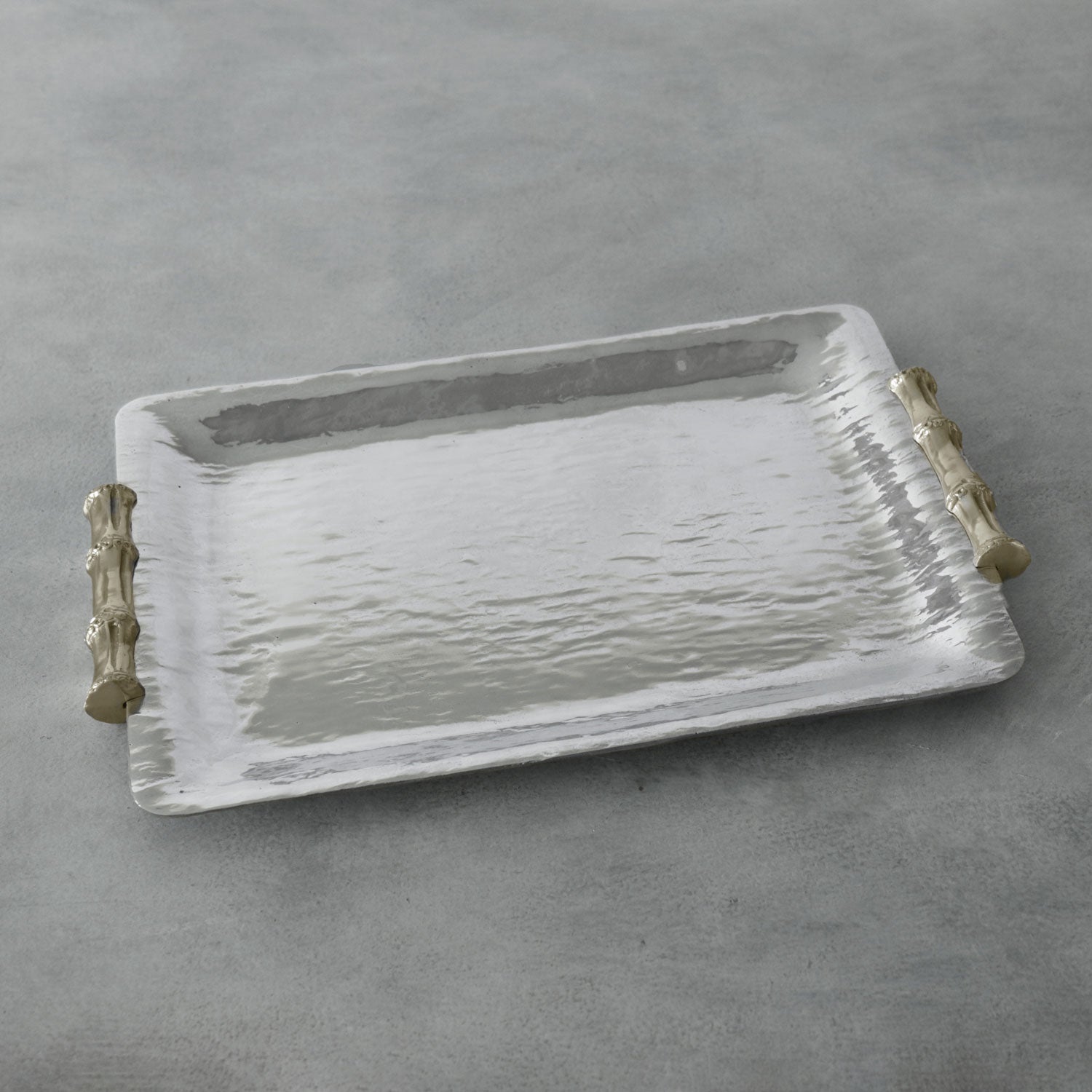 Bamboo Handle White Tray