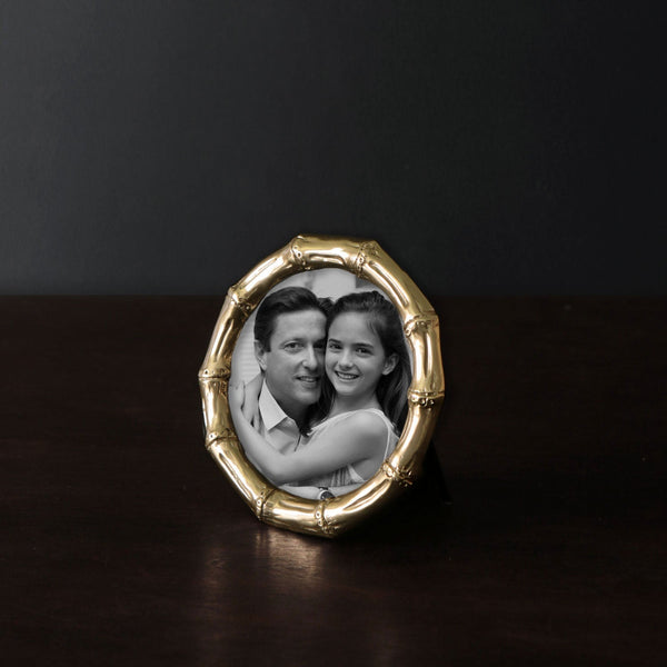 Beatriz Ball Picture Frames Beatriz Ball GIFTABLES Sierra Modern Bamboo 5 x 5 Round Frame (Gold)