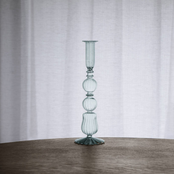 Beatriz Ball Home Decor Beatriz Ball GLASS Cambridge Emma 10.5" Candlestick Holder Set of 2 (Light Green)