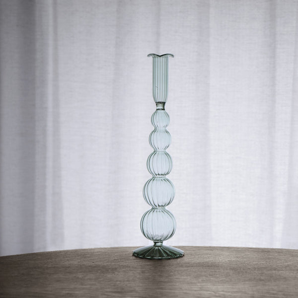 Beatriz Ball Home Decor Beatriz Ball GLASS Cambridge Olivia 12" Candlestick Holder Set of 2 (Light Green)