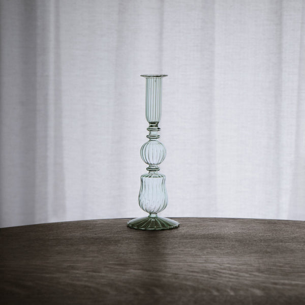 Beatriz Ball Home Decor Beatriz Ball GLASS Cambridge Sophia 9" Candlestick Holder Set of 2 (Light Green)