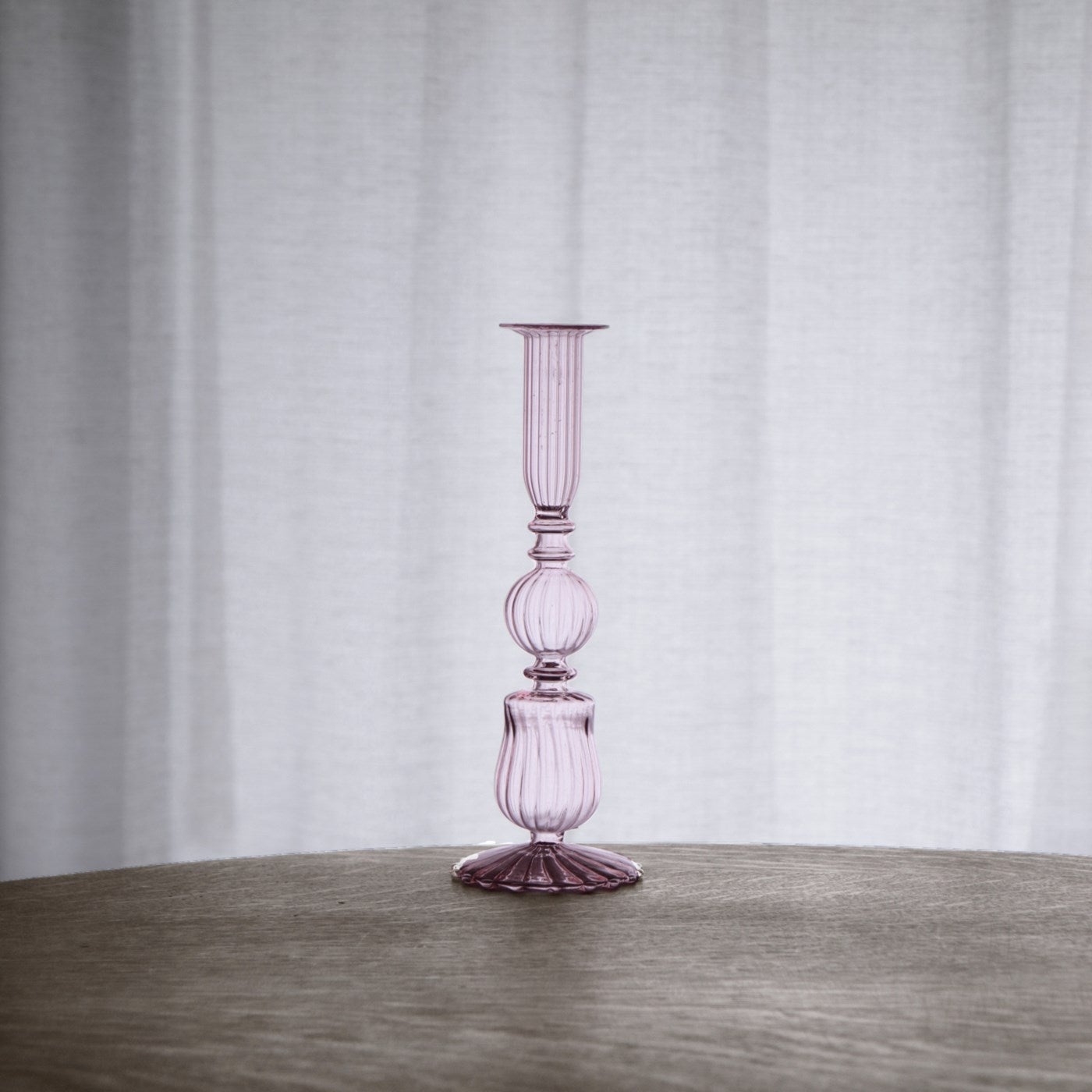 Beatriz Ball Home Decor Beatriz Ball GLASS Cambridge Sophia 9" Candlestick Holder Set of 2 (Light Pink)
