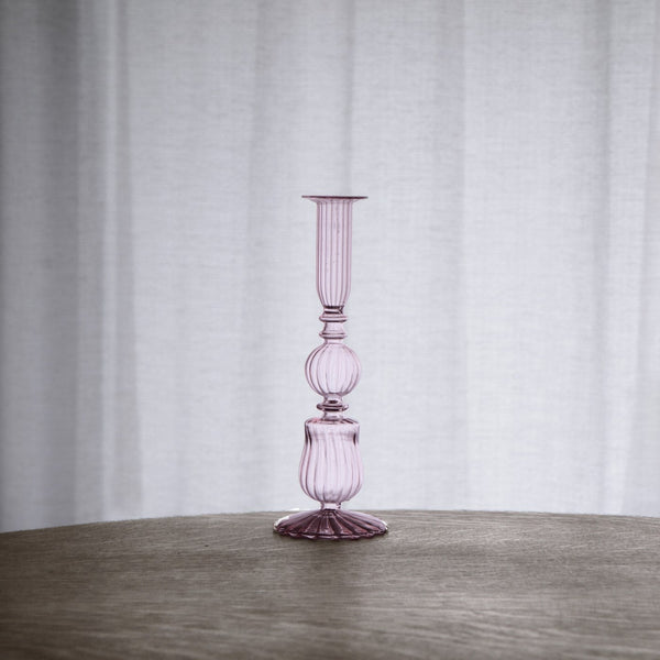 Beatriz Ball Home Decor Beatriz Ball GLASS Cambridge Sophia 9" Candlestick Holder Set of 2 (Light Pink)