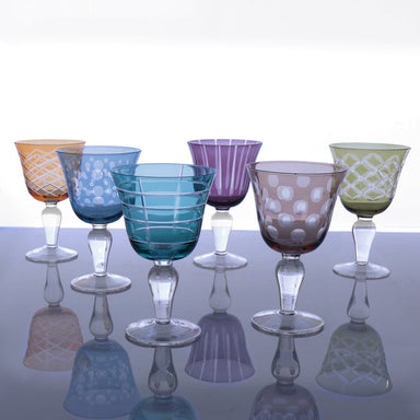 Beatriz Ball Serveware Beatriz Ball GLASS Carved Wine Set of 6 (Multi)