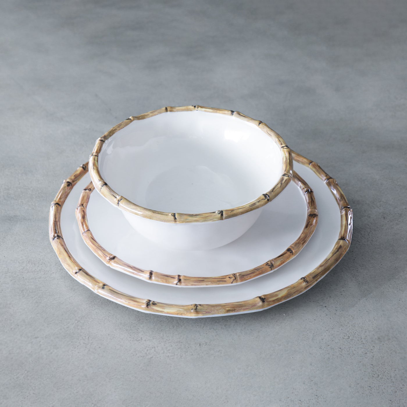 Beatriz Ball Serveware Beatriz Ball VIDA Bamboo 7.5" Cereal Bowl Set of 4 (White and Natural)